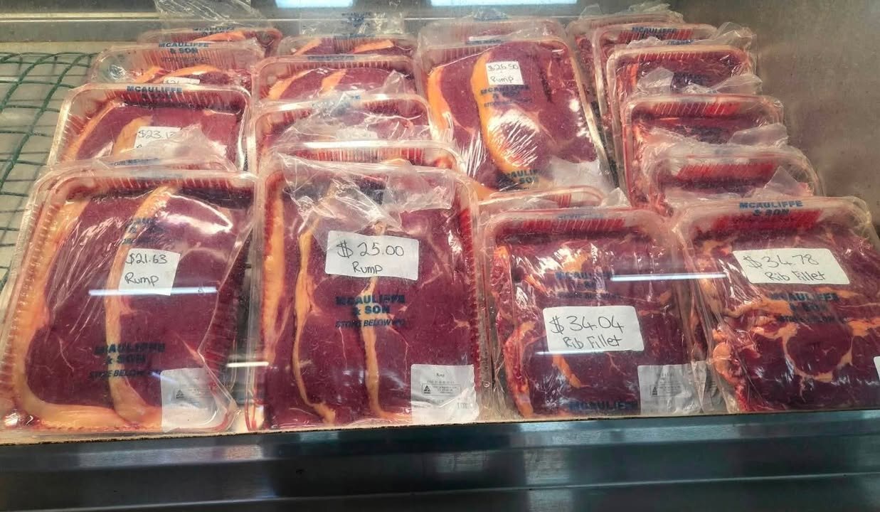 Diced chuck, rump steak and rib fillet from McAuliffe and Son at Giru Convenience