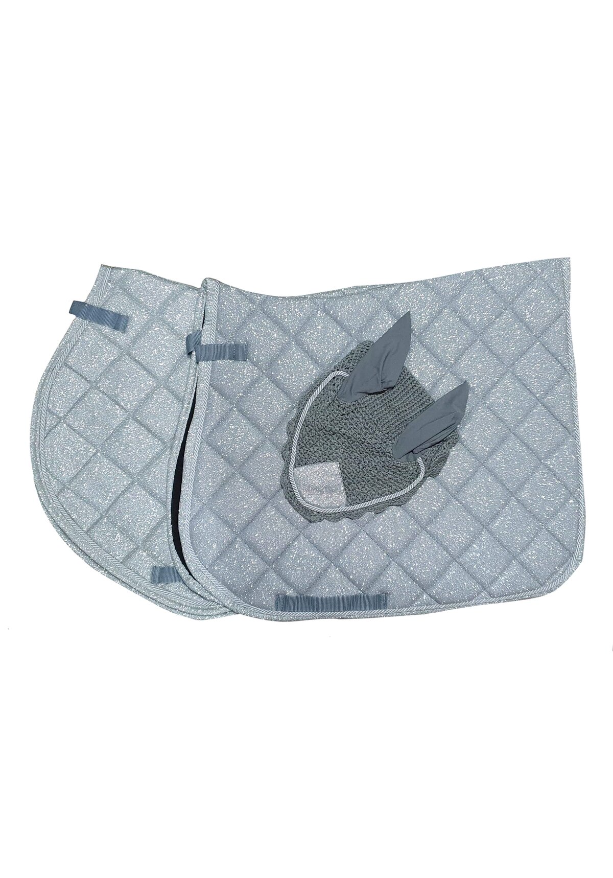 Silver glitter Matchy Matchy saddle pad and ear bonnet set