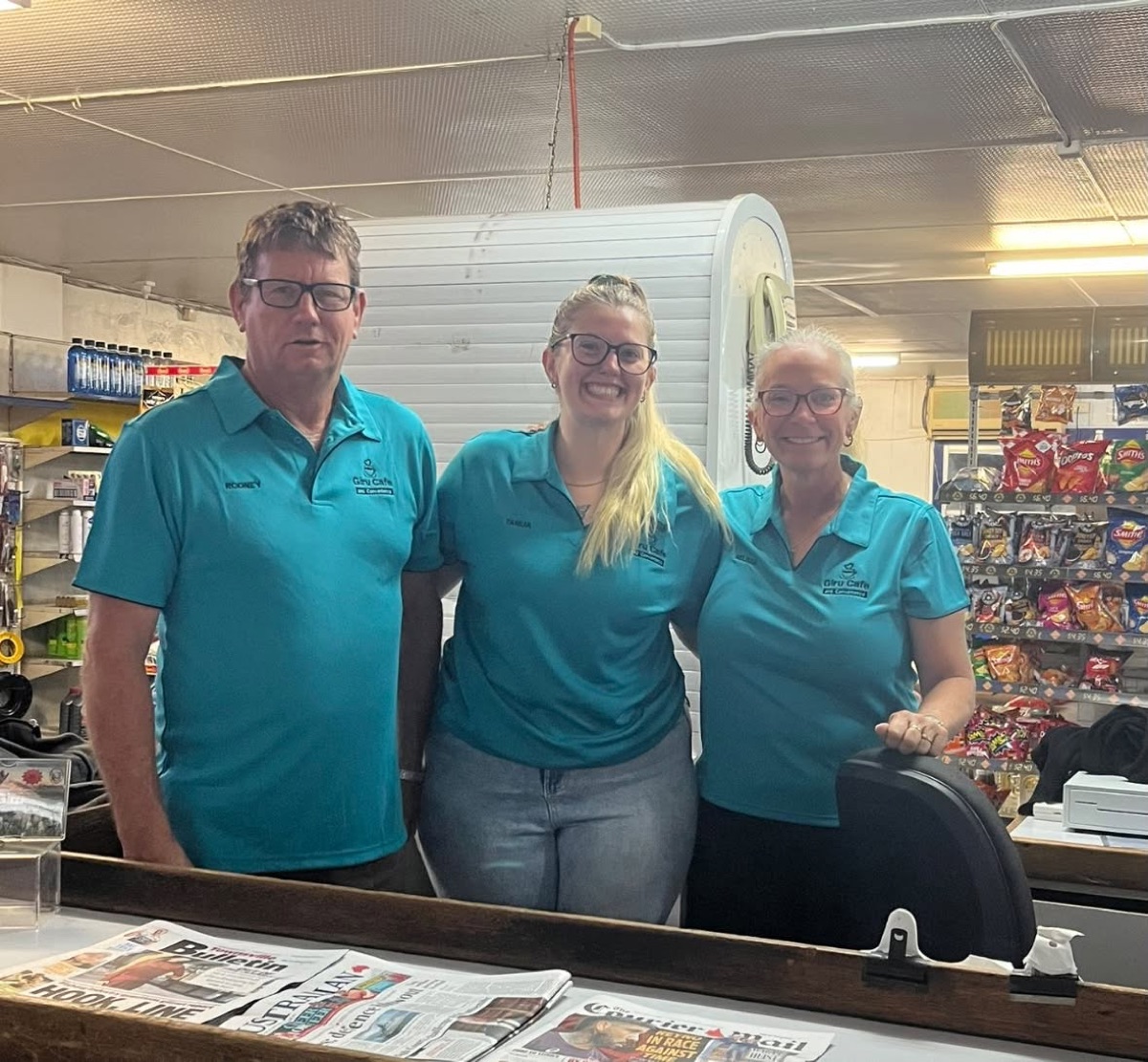 Rodney, Tahlia and Melissa behind the counter at Giru Convenience